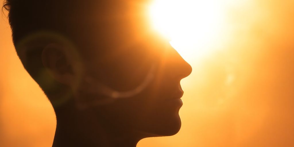 Person's head with bright, clear thoughts