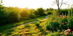 Bright path leading to a sunlit, peaceful garden
